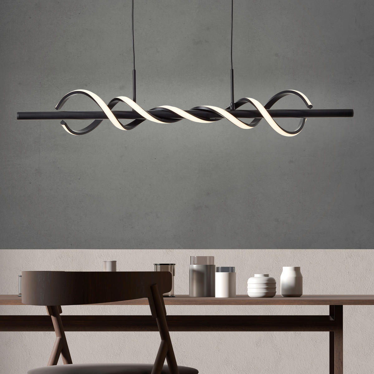 LED-PENDELLEUCHTE    - Schwarz, Design, Kunststoff/Metall (150/95,5/18cm) - Brilliant