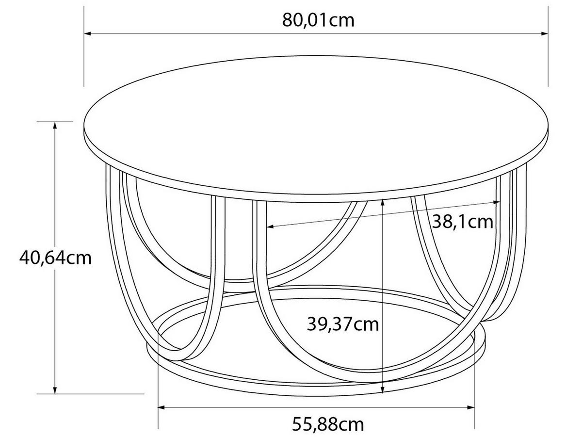 COUCHTISCH Gwyneth 79/79/40 cm rund Weiß, Goldfarben  - Goldfarben/Weiß, Design, Holzwerkstoff/Metall (79/79/40cm) - MID.YOU