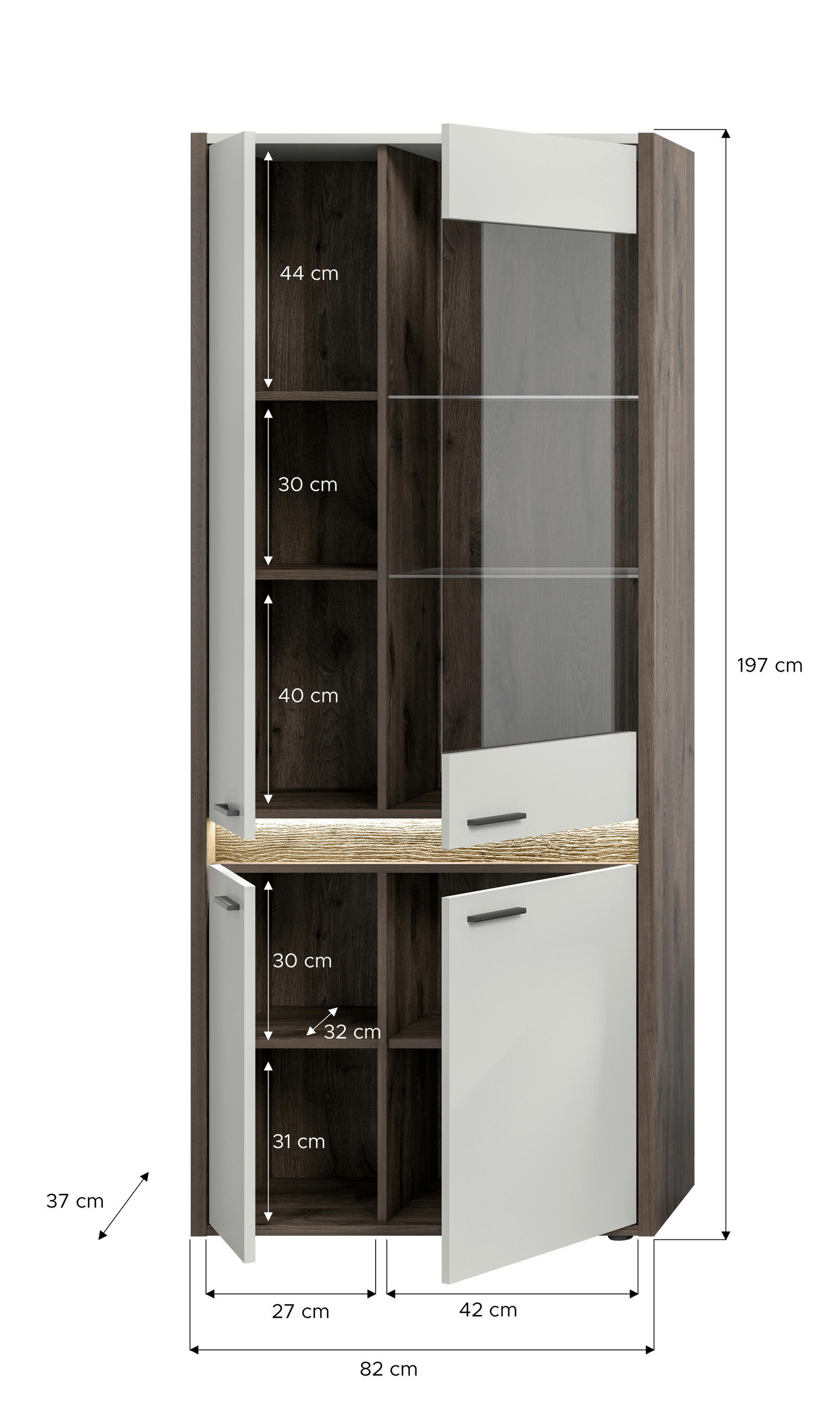 VITRINE in   - Design, Glas/Holzwerkstoff (82/198/37cm) - MID.YOU