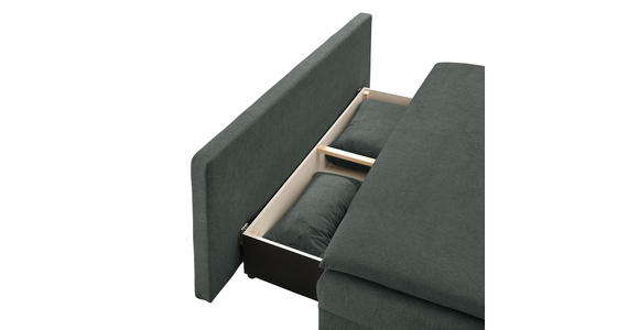 SCHLAFSOFA Samt Dunkelgrau  - Dunkelgrau/Schwarz, KONVENTIONELL, Kunststoff/Textil (207/94/90cm) - Carryhome