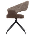 ARMLEHNSTUHL  automatische Rückholfunktion, Sitzfläche 360° drehbar Mikrofaser, Webstoff  - Schwarz/Braun, Design, Textil/Metall (60/83/62cm) - Novel