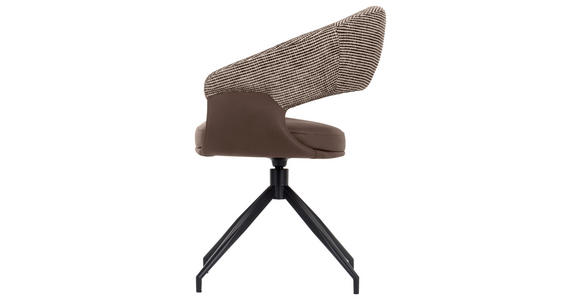 ARMLEHNSTUHL  automatische Rückholfunktion, Sitzfläche 360° drehbar Mikrofaser, Webstoff  - Schwarz/Braun, Design, Textil/Metall (60/83/62cm) - Novel