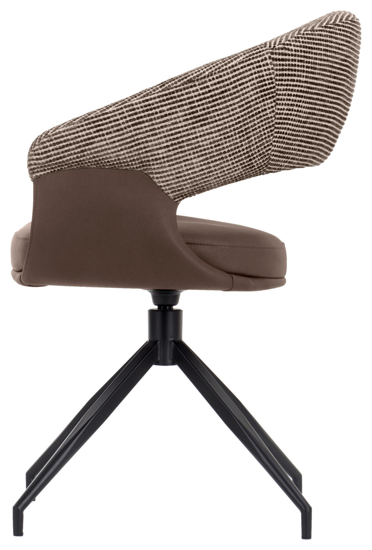 ARMLEHNSTUHL  Sitzfläche 360° drehbar, automatische Rückholfunktion Webstoff, Mikrofaser  - Schwarz/Braun, Design, Textil/Metall (60/83/62cm) - Novel