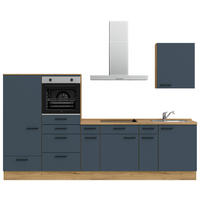 KÜCHENLEERBLOCK 300 cm   in Blau, Eichefarben  - Blau/Eichefarben, MODERN, Holzwerkstoff/Metall (300cm) - Nobilia