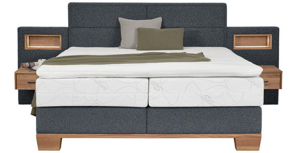 BOXSPRINGBETT 160/200 cm  in Eichefarben, Dunkelgrau  - Eichefarben/Dunkelgrau, Natur, Holz/Textil (160/200cm) - Valnatura