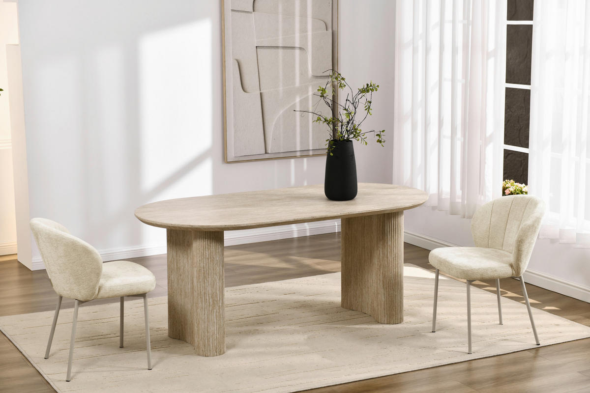 STOL, les, kovina, tekstil bež  - bež, Moderno, kovina/tekstil (55/79/59cm) - P & B