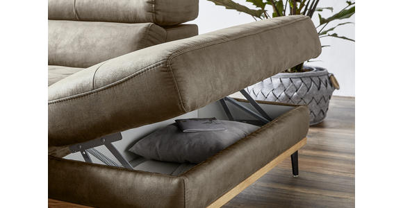 ECKSOFA in Lederlook Braun 282/226 cm - Schwarz/Braun, Natur, Holz/Textil (282/226cm) - Novel