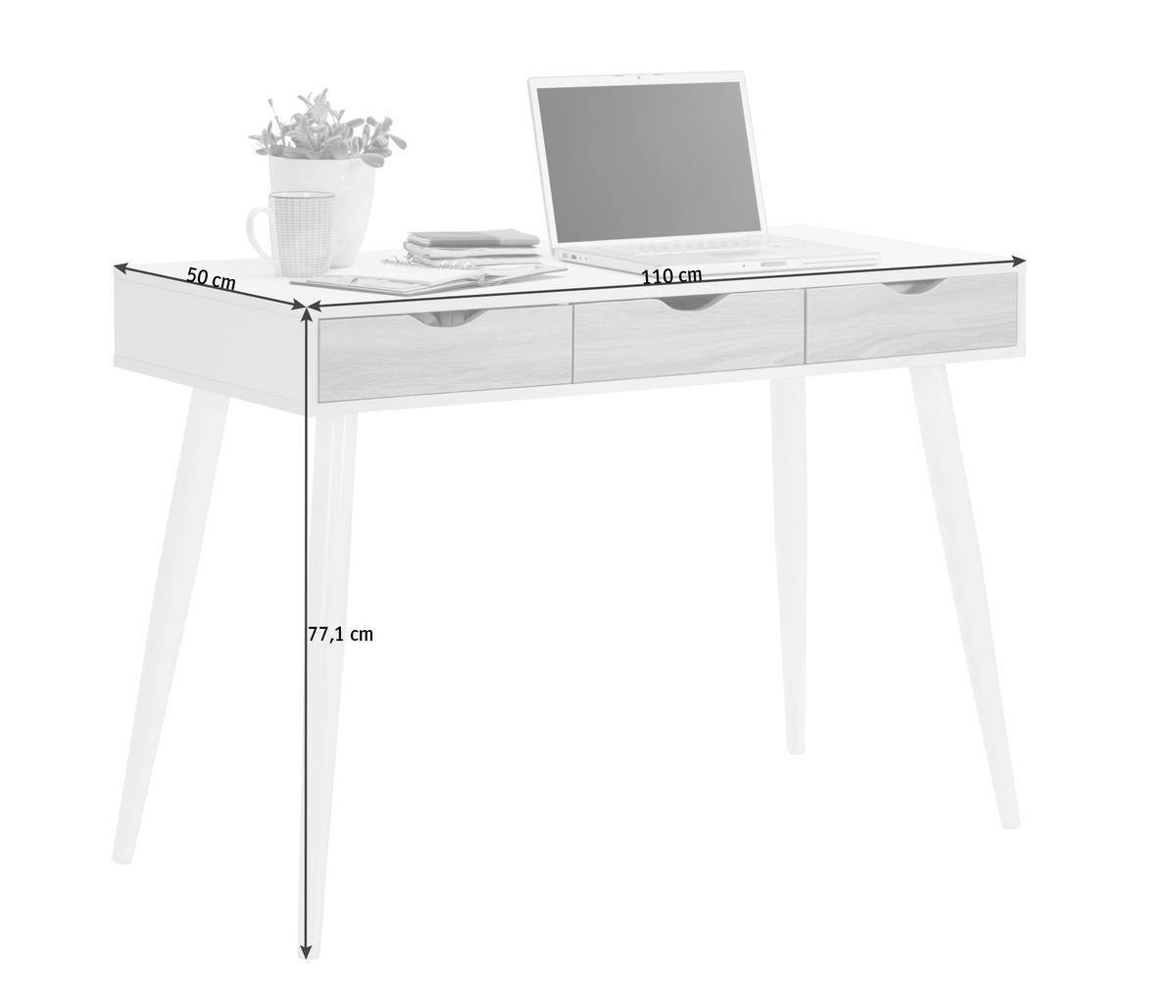 SCHREIBTISCH 110/50/77,1 cm  in Weiß, Eichefarben  - Eichefarben/Weiß, Design, Holzwerkstoff/Metall (110/50/77,1cm) - Carryhome