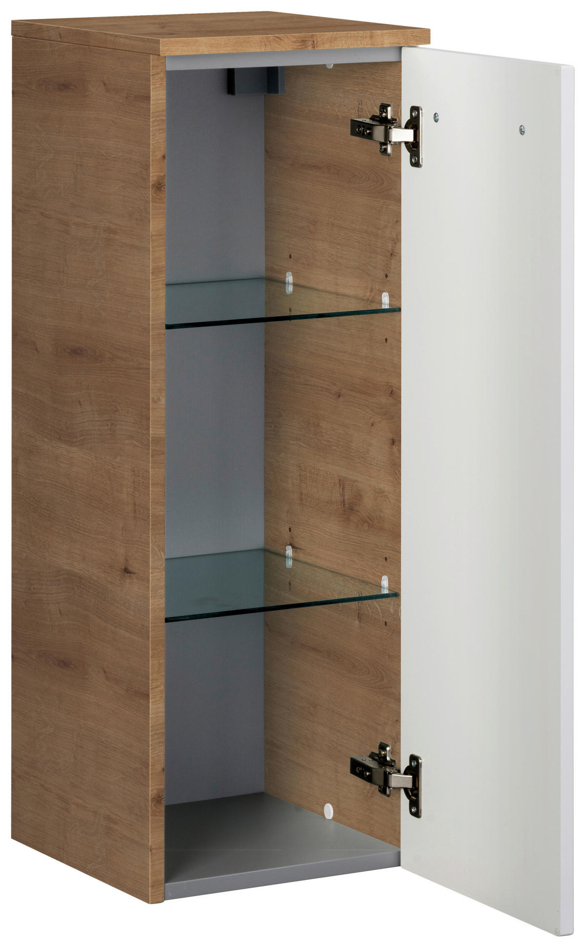 UNTERSCHRANK 30,5/81/32 cm   - Eichefarben/Silberfarben, MODERN, Glas/Holzwerkstoff (30,5/81/32cm) - Voleo