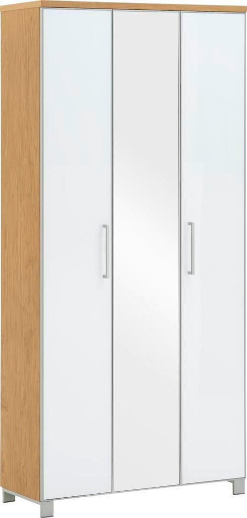 GARDEROBENSCHRANK 90/193/37 cm  - Chromfarben/Eiche Bianco, Design, Glas/Holz (90/193/37cm)