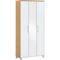 GARDEROBENSCHRANK Santina  in 90/193/37 cm  - Chromfarben/Eiche Bianco, Design, Glas/Holz (90/193/37cm)