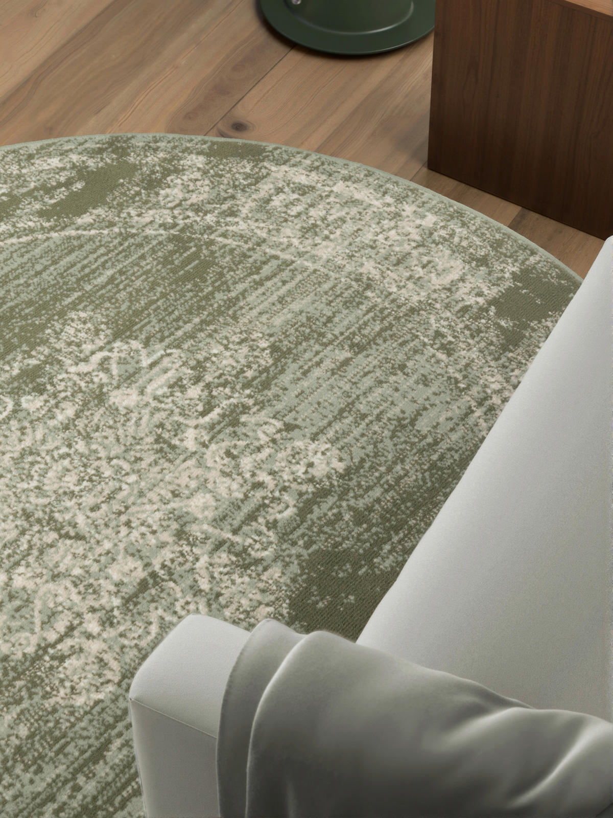 FLACHWEBETEPPICH 120 cm Gloria Creme, Hellgrün  - Creme/Hellgrün, Design, Kunststoff/Textil (120cm)