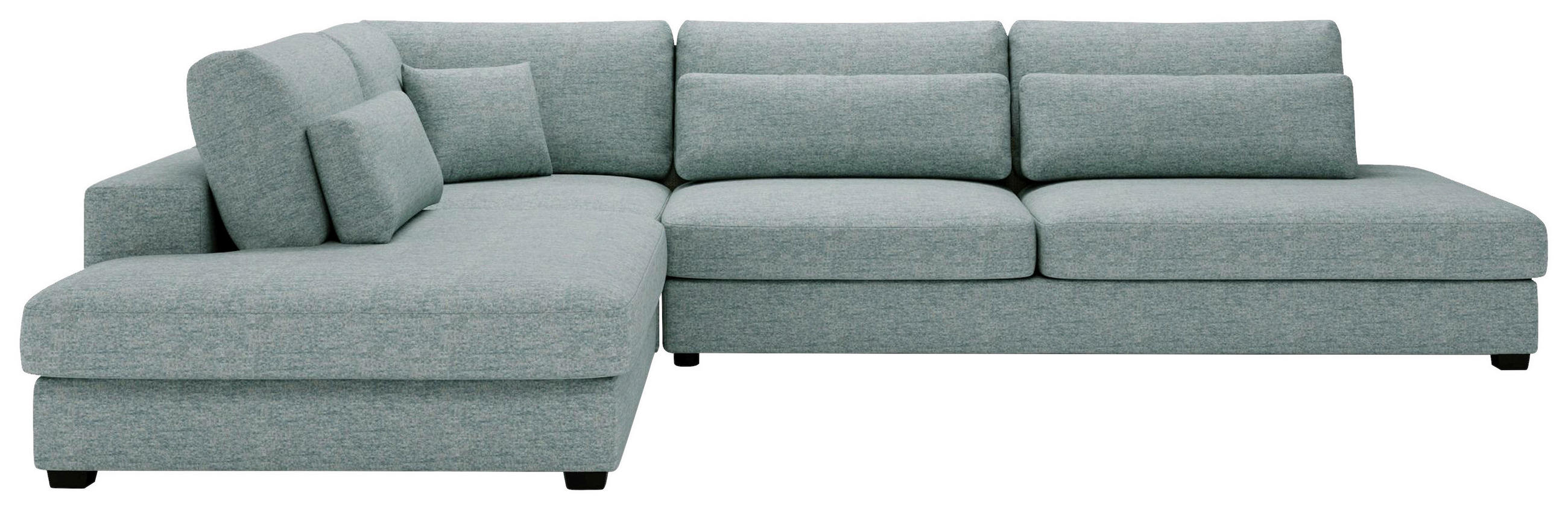 ECKSOFA in Plüsch, Bouclé Hellblau  - Schwarz/Hellblau, Design, Kunststoff/Textil (244/332cm) - Livetastic