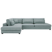 ECKSOFA in Plüsch, Bouclé Hellblau  244/332 cm  - Schwarz/Hellblau, Design, Kunststoff/Textil (244/332cm) - Livetastic