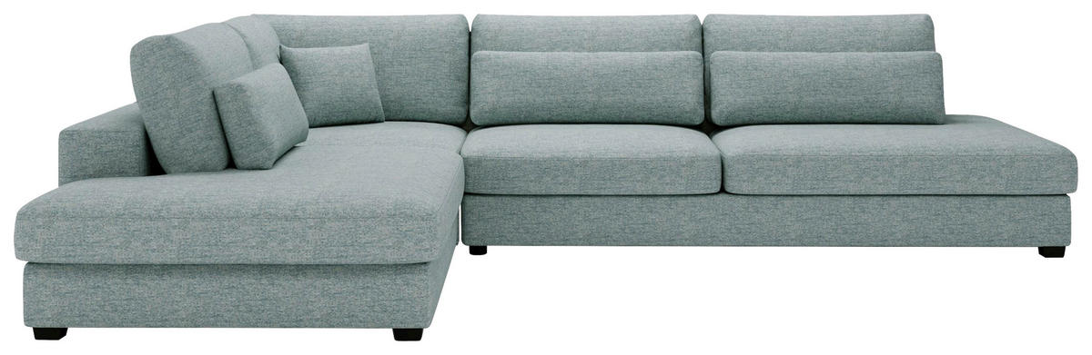 ECKSOFA in Plüsch, Bouclé Hellblau  244/332 cm  - Schwarz/Hellblau, Design, Kunststoff/Textil (244/332cm) - Livetastic