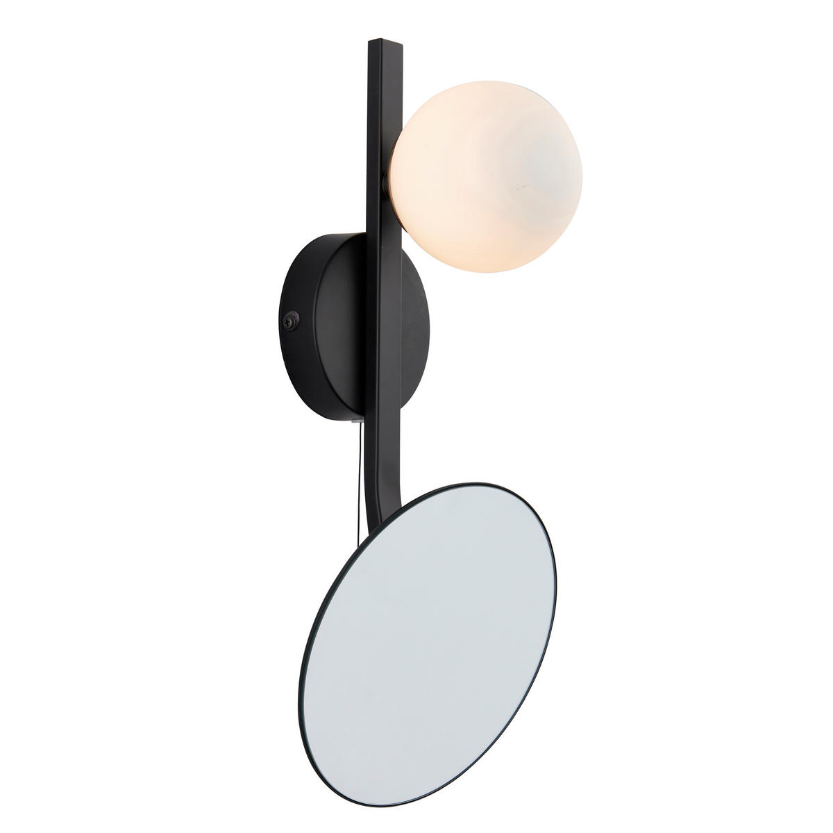 BADEZIMMER-WANDLEUCHTE 18/14,9/39 cm   - Opal/Schwarz, KONVENTIONELL, Glas (18/14,9/39cm) - ENDON