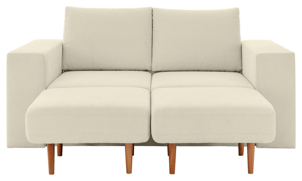 3,5-SITZER inkl. Hocker Webstoff Creme  - Eichefarben/Creme, Design, Holz/Textil (232/96/107cm) - LOOKS by W.Joop