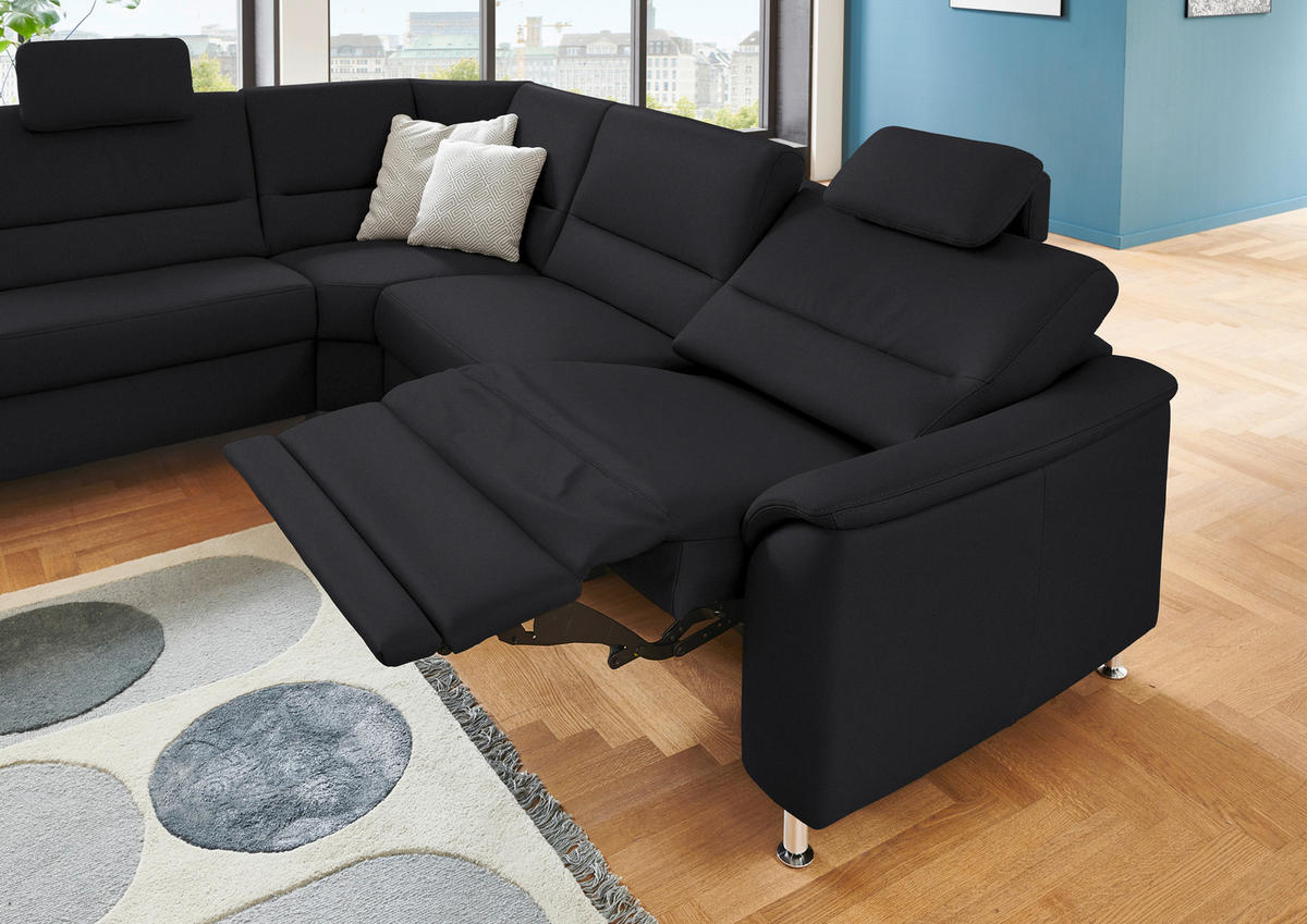 ECKSOFA in Echtleder Anthrazit  - Anthrazit/Alufarben, Basics, Leder/Metall (249/290cm) - Beldomo Premium