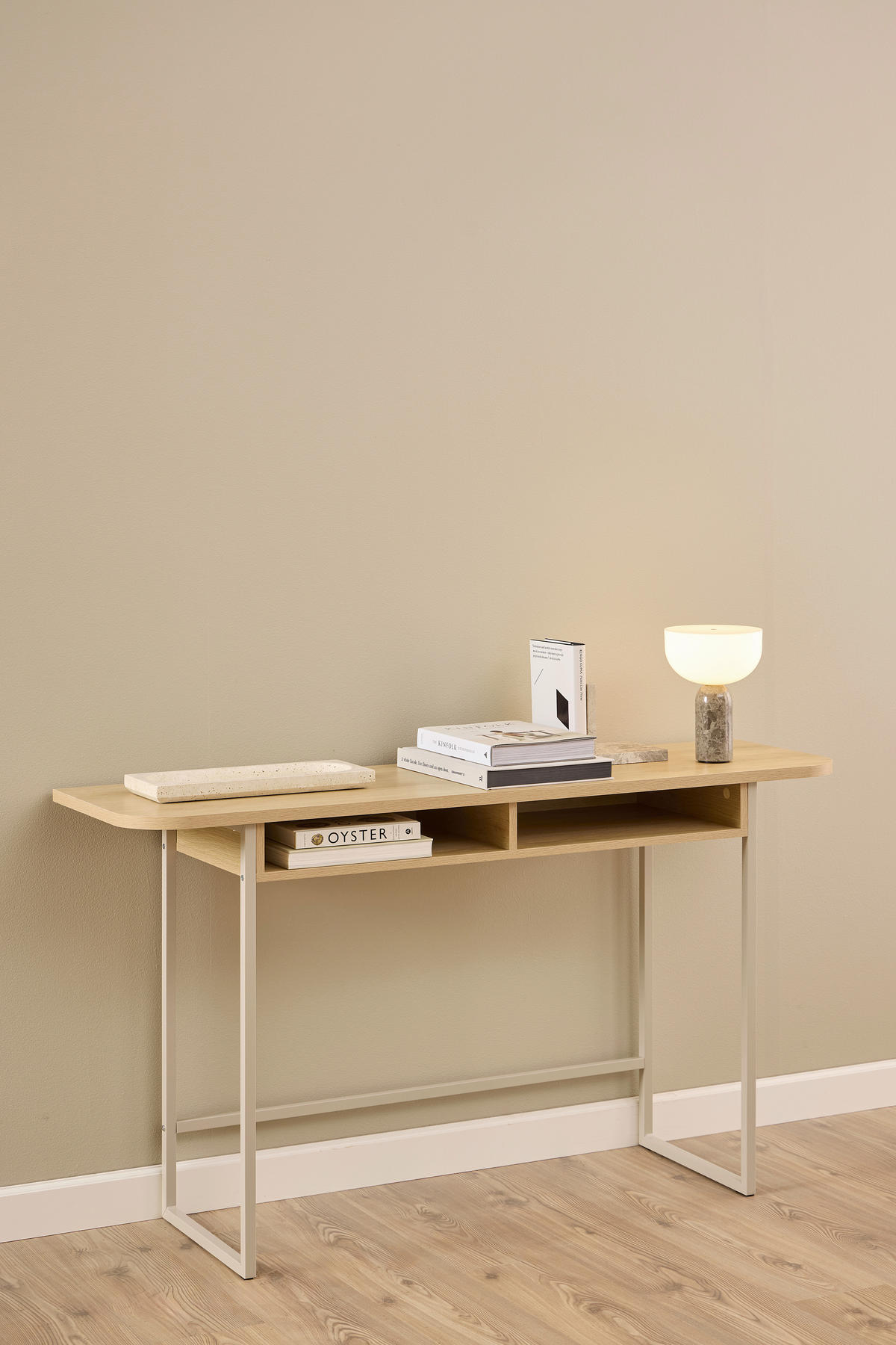 KONSOLENTISCH DARLINGTON Grau, Eichefarben  - Eichefarben/Grau, Design, Holzwerkstoff/Metall (140/40/77cm) - MID.YOU