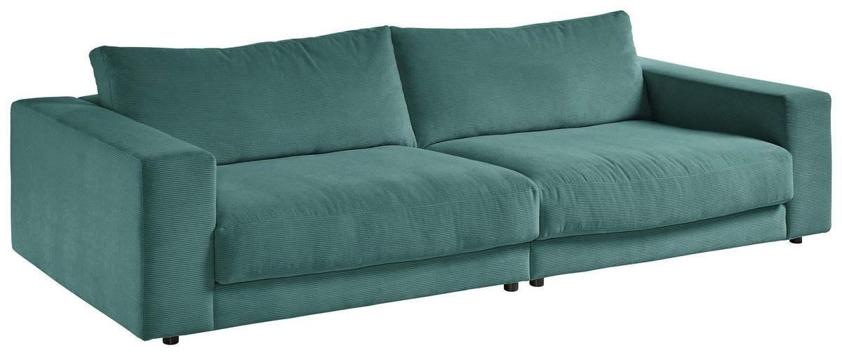 3-SITZER-SOFA in Cord Waldgrün  - Waldgrün/Schwarz, Design, Kunststoff/Textil (290/86/127cm) - Lomoco