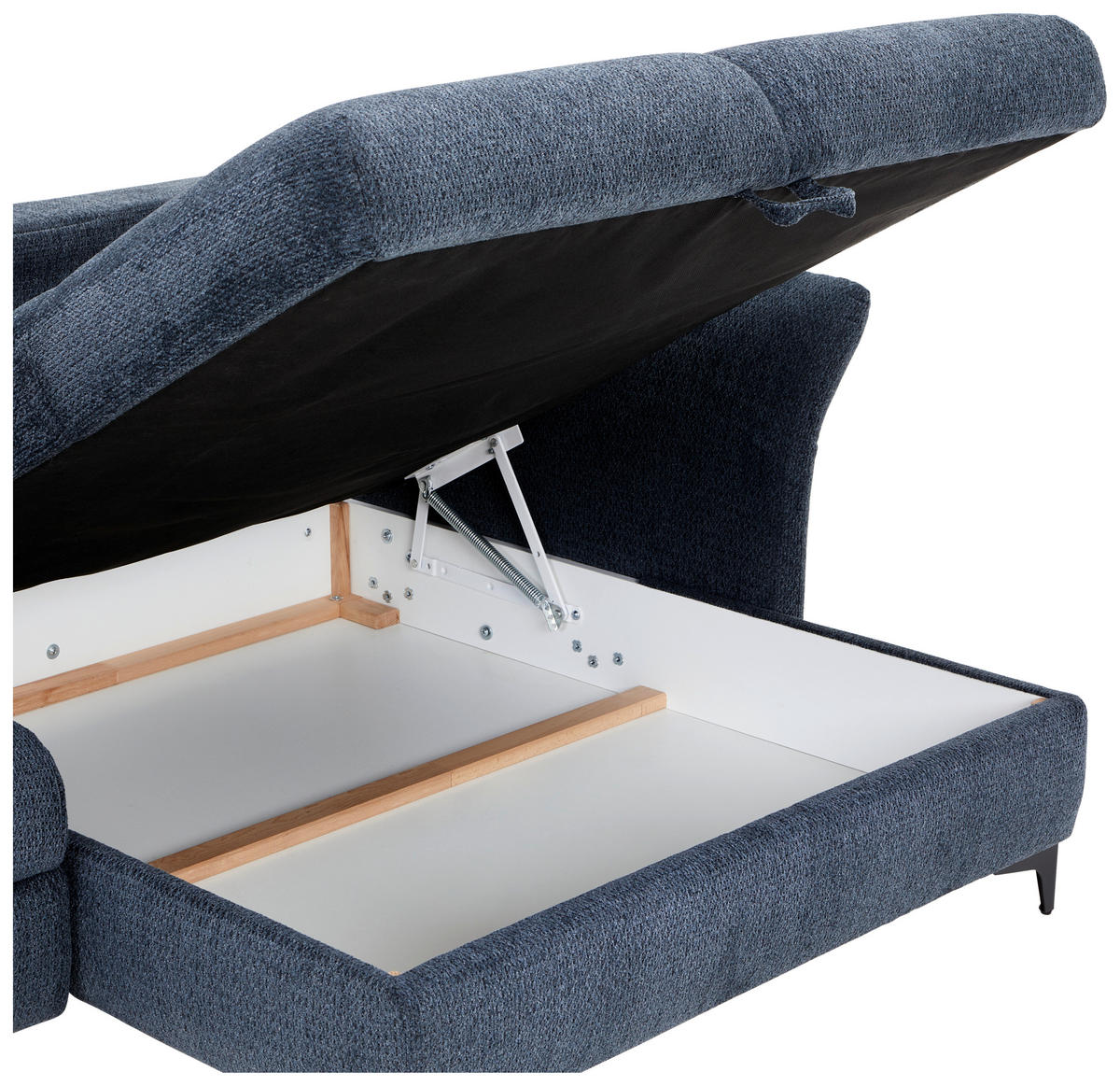 ECKSOFA in Chenille Blau  - Blau/Schwarz, KONVENTIONELL, Textil/Metall (291/153cm) - Hom`in
