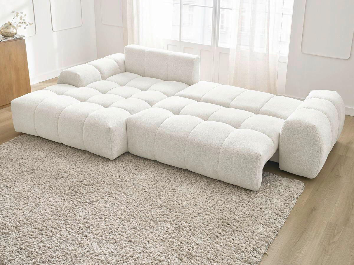 ECKSCHLAFSOFA EVEREST  mit Rücken echt, Armteil links, Armteil rechts Flachgewebe Weiß  - Schwarz/Weiß, MODERN, Kunststoff/Textil (318/180cm) - Livetastic