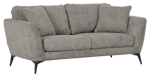 2-SITZER-SOFA in Chenille Hellgrau  - Hellgrau/Schwarz, KONVENTIONELL, Textil/Metall (190/70/98cm) - Carryhome