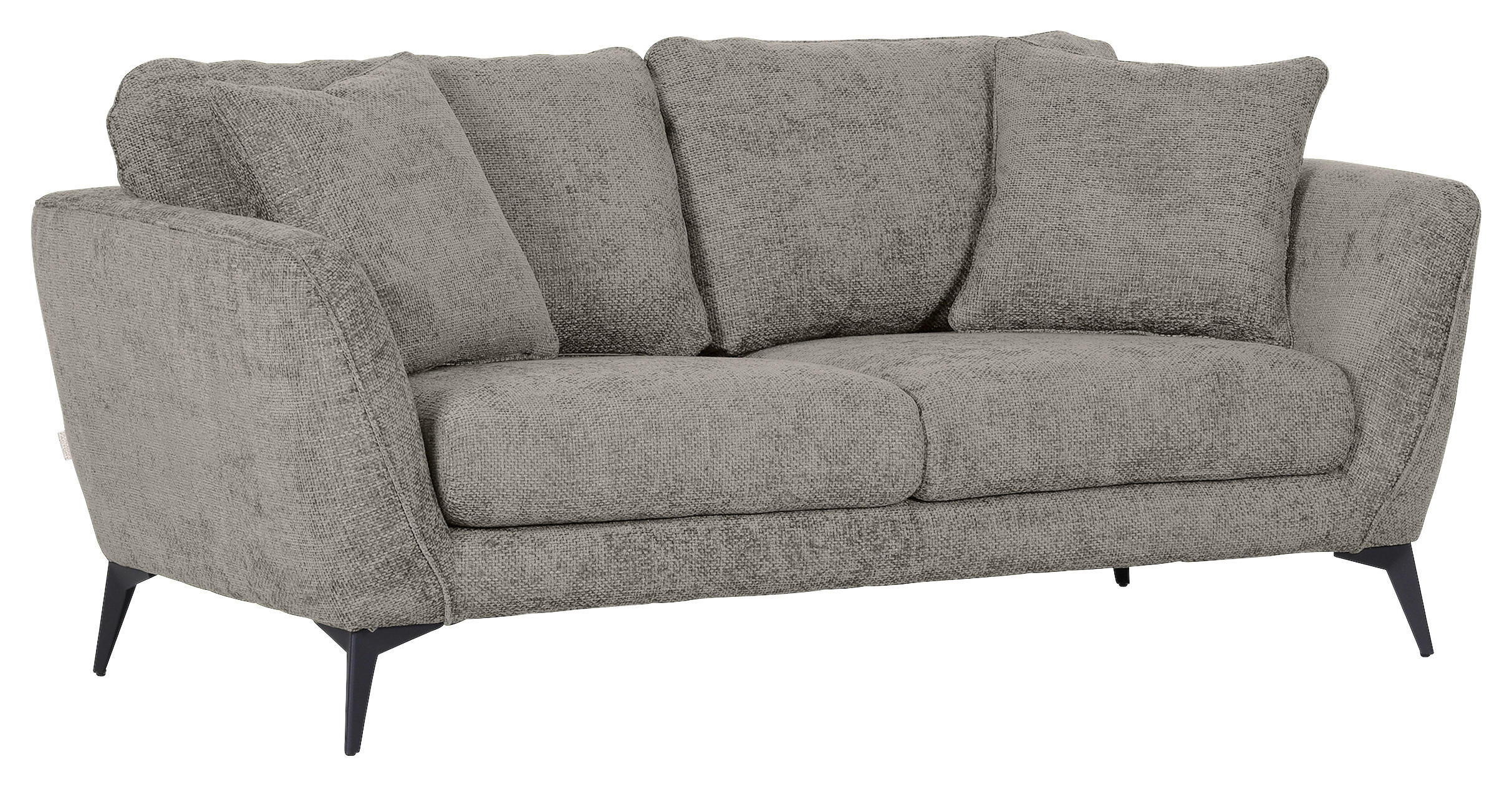 2-SITZER-SOFA Chenille Hellgrau  - Hellgrau/Schwarz, KONVENTIONELL, Textil/Metall (190/70/98cm) - Carryhome