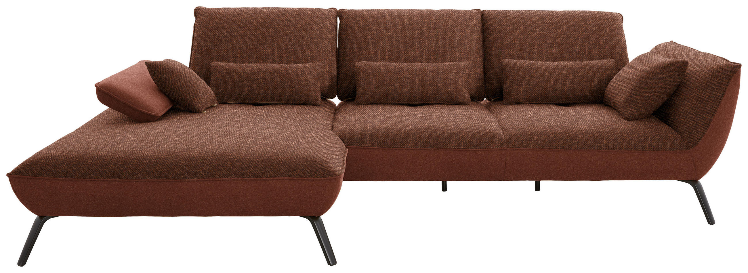 ECKSOFA in Flachgewebe Kupferfarben  - Schwarz/Kupferfarben, Design, Textil/Metall (191/301cm) - Moderano