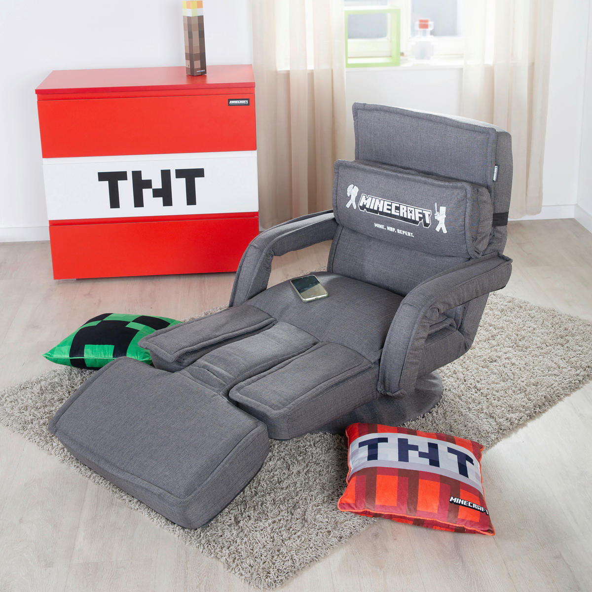 LOUNGESESSEL - Grau, MODERN, Textil/Metall (62/80/60cm) - Minecraft