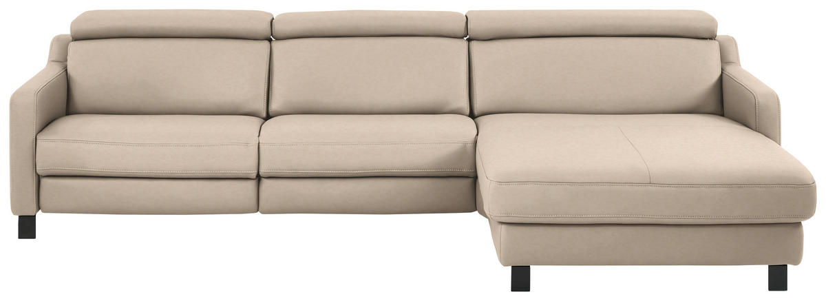 ECKSOFA in Echtleder Hellbraun  - Hellbraun/Schwarz, Design, Leder/Metall (291/176cm) - Valdera