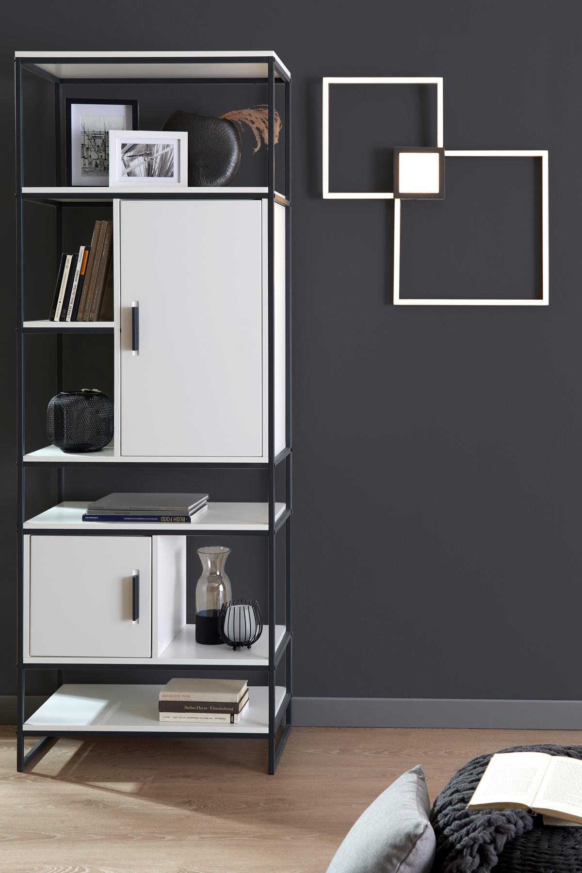 STROPNÉ LED SVIETIDLO, 65/65/5 cm - antracitová, Design, kov/plast (65/65/5cm) - Novel