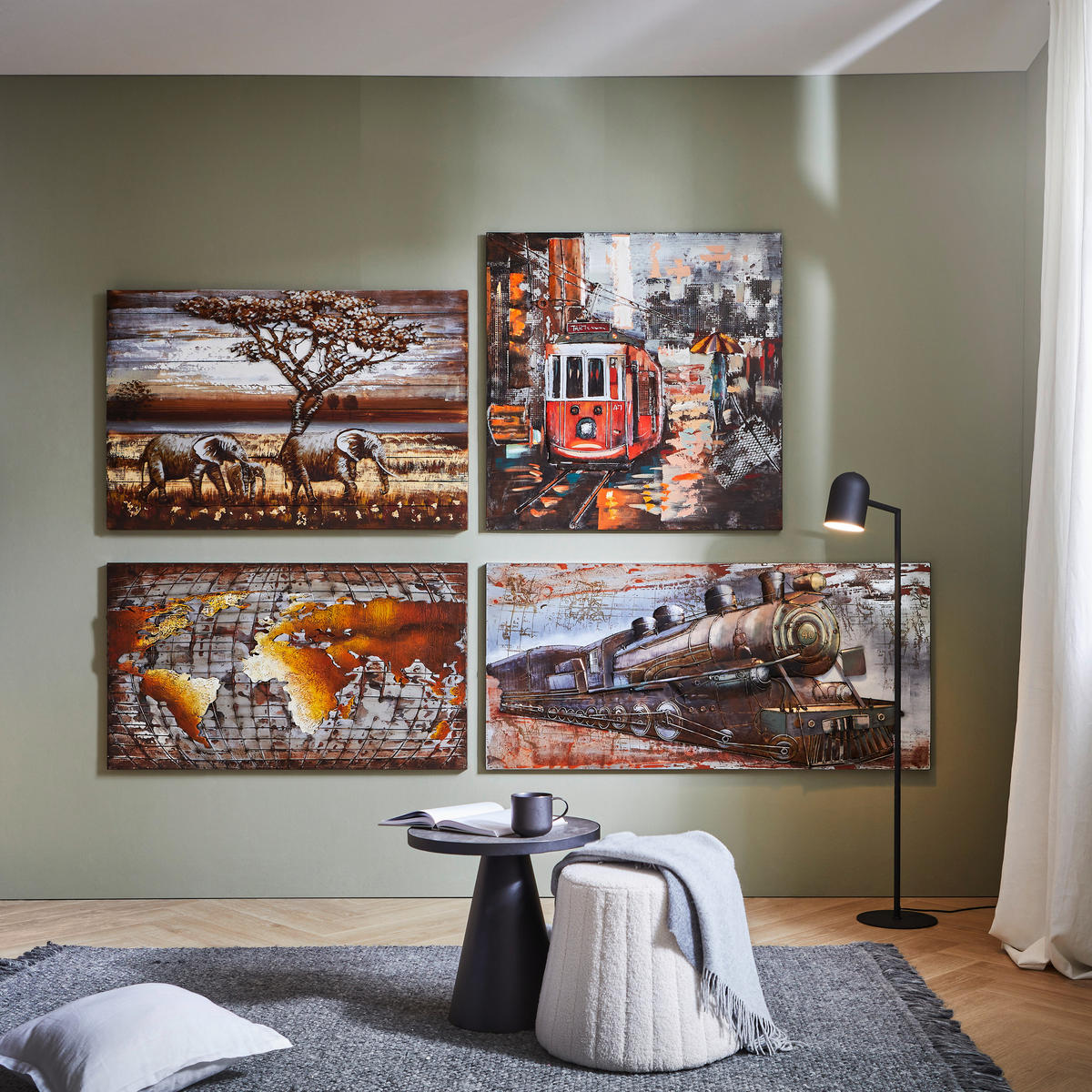 METALLBILD Tiere 120/80 cm  - Multicolor, LIFESTYLE, Holz/Metall (120/80cm) - Monee