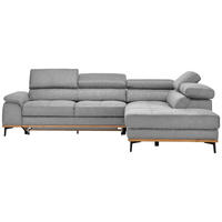 ECKSOFA  in Webstoff Hellgrau Bettkasten, Schlaffunktion, Kopfteilverstellung  282/226 cm  - Hellgrau/Schwarz, Natur, Holz/Textil (282/226cm) - Novel