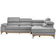 ECKSOFA  in Webstoff Hellgrau Bettkasten, Schlaffunktion, Kopfteilverstellung  282/226 cm  - Hellgrau/Schwarz, Natur, Holz/Textil (282/226cm) - Novel