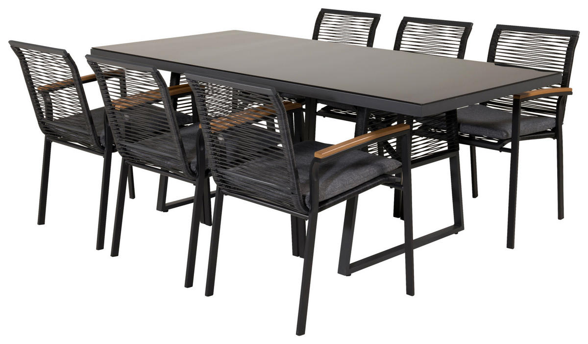 UTESTOLAR SET i metall svart  - svart/akaciefärgad, Klassisk, metall/trä (57/83,5/63,5cm) - Gardenson