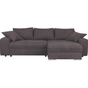 SEDEŽNA GARNITURA temno rjava tekstil - bela/krom, Design, kovina/tekstil (283/179cm) - HOM`IN