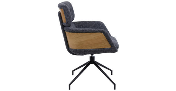 ARMLEHNSTUHL  in Eisen Webstoff  - Eichefarben/Dunkelgrau, Design, Holz/Textil (62/92/66cm) - Dieter Knoll