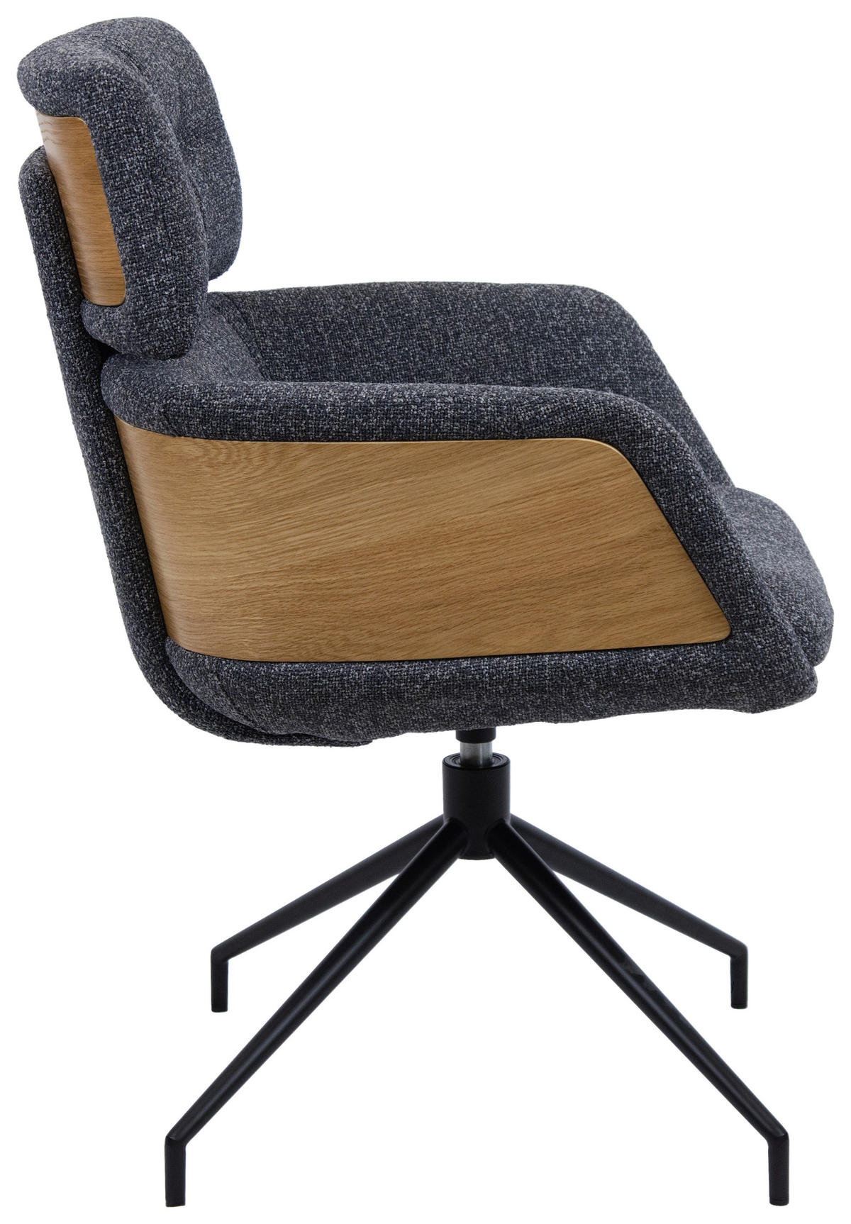 ARMLEHNSTUHL  in Eisen Webstoff  - Eichefarben/Dunkelgrau, Design, Holz/Textil (62/92/66cm) - Dieter Knoll