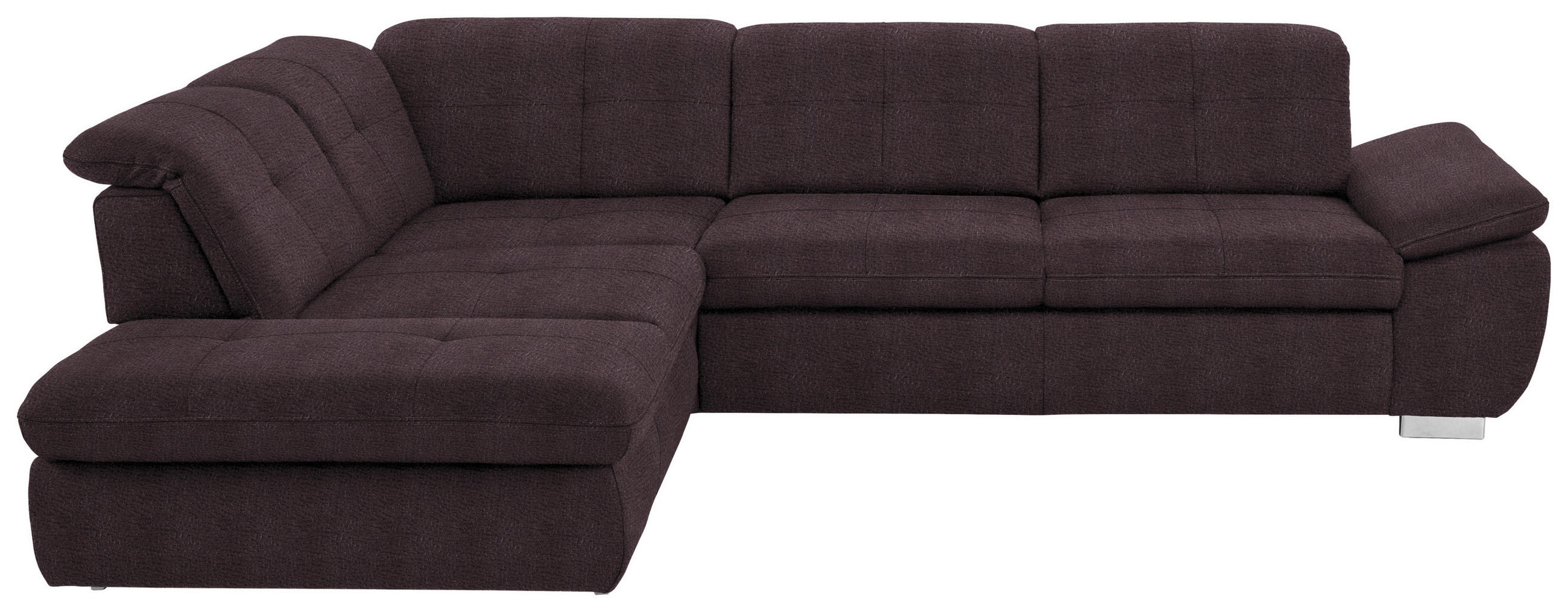 ECKSOFA in Mikrofaser Dunkelbraun  - Dunkelbraun/Silberfarben, Design, Textil/Metall (260/320cm) - Beldomo Speed