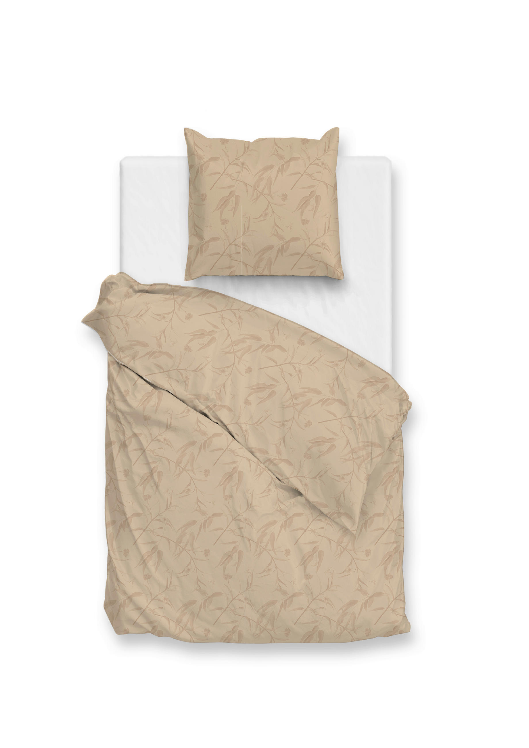 BETTWÄSCHE 2-teilig Fiori-di-Satinado Makosatin 135/200 cm  - Sandfarben, Basics, Textil (135/200cm)