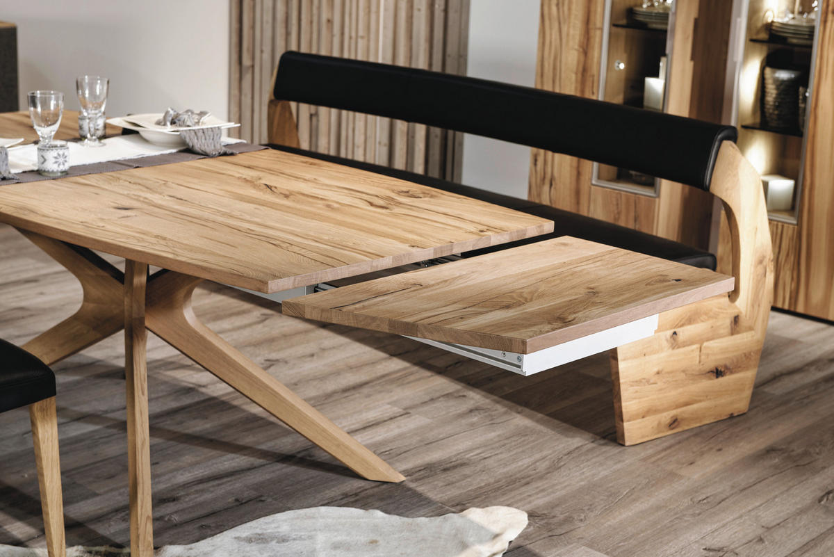 ESSTISCH Altholz, Eiche furniert, massiv bootsförmig Eichefarben  - Eichefarben, Natur, Holz (140/96,5/76,5cm) - Voglauer
