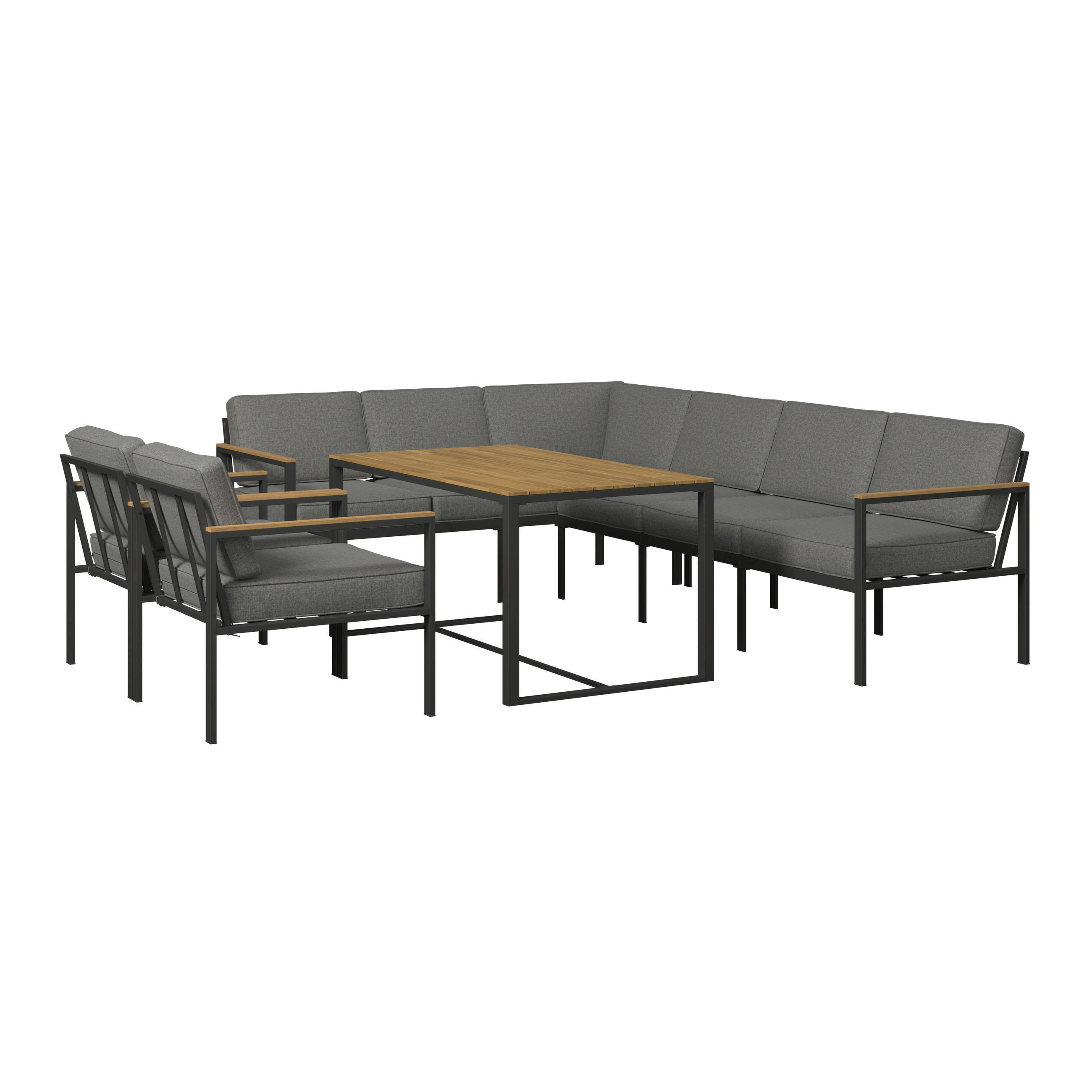 DINING-LOUNGESET  - Grau/Akaziefarben, MODERN, Holz/Textil (260/205cm) - Ambia Garden