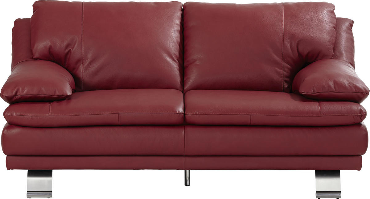 DVOSED 179/87/94 cm , crvena  - boja aluminijuma/crvena, Konvencionalno, koža (179/87/94cm) - Celina Home