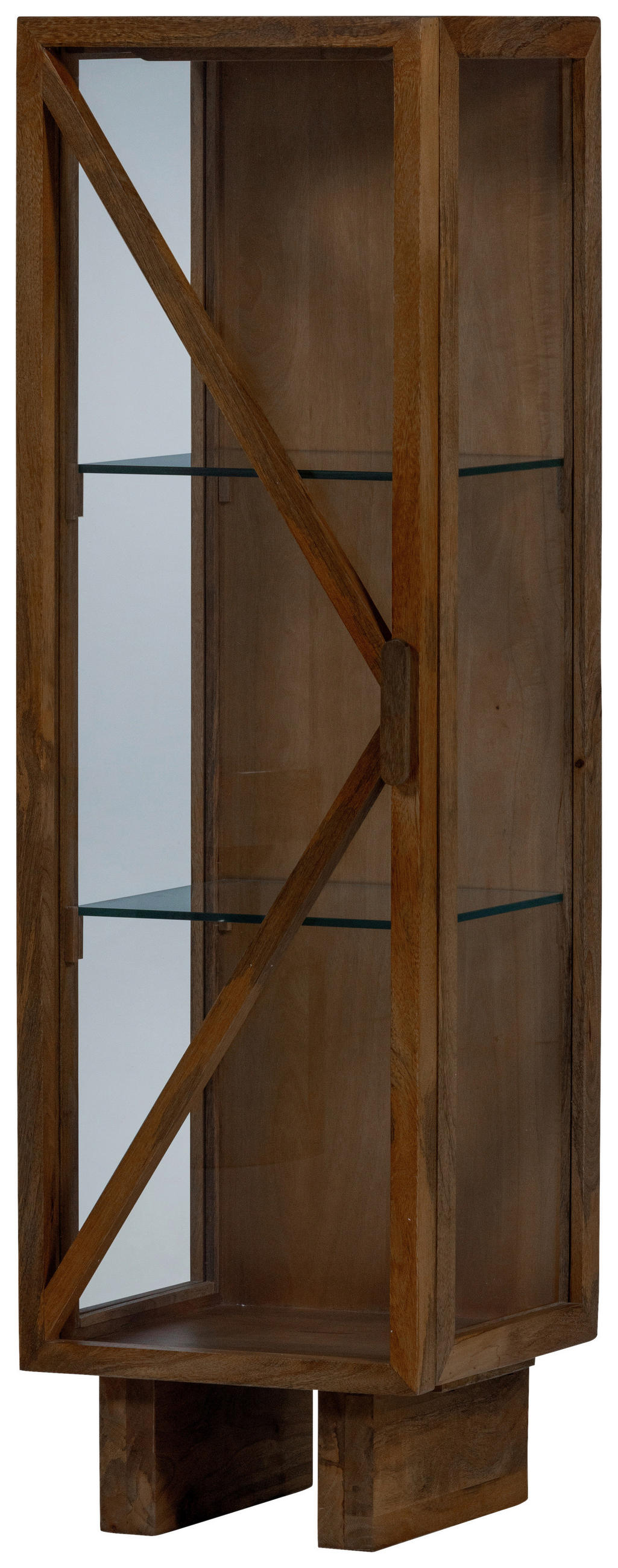 VITRINE in vollmassiv Mangoholz Braun  - Braun, Design, Glas/Holz (40/137/39cm) - Livetastic