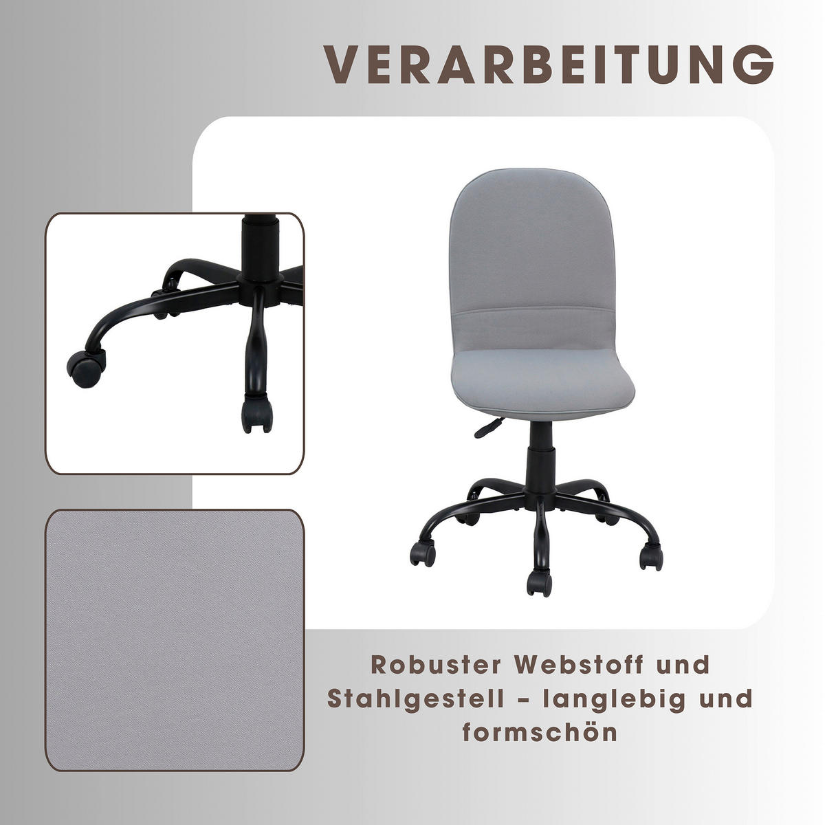 DREHSTUHL Webstoff Hellgrau, Schwarz Hochglanz  - Schwarz Hochglanz/Hellgrau, MODERN, Kunststoff/Textil (42/95/54cm) - MID.YOU