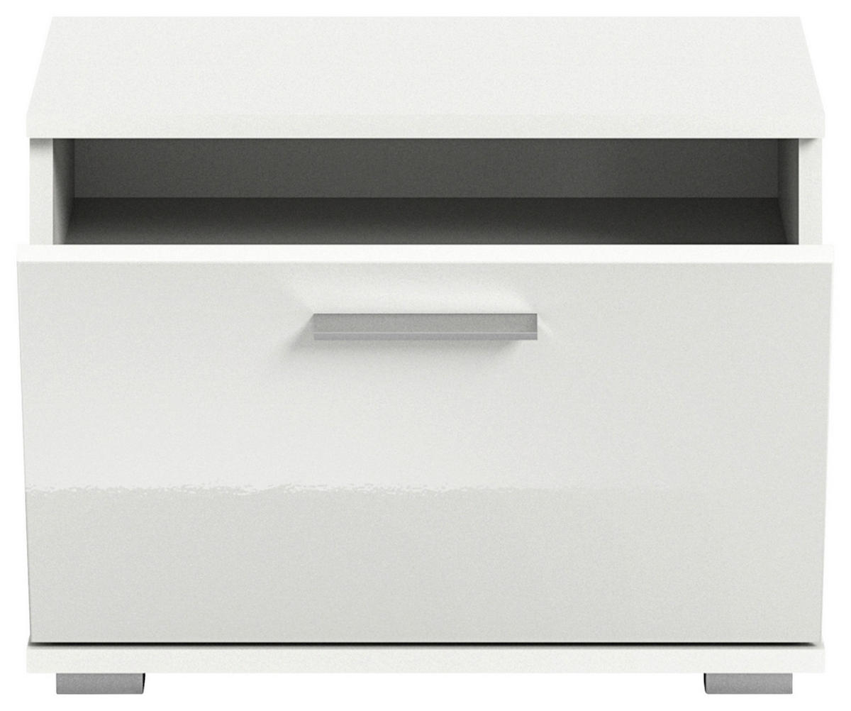 GARDEROBENBANK Prego  in 55/40/37 cm  - Weiß Hochglanz/Silberfarben, Design, Holzwerkstoff/Kunststoff (55/40/37cm) - Xora