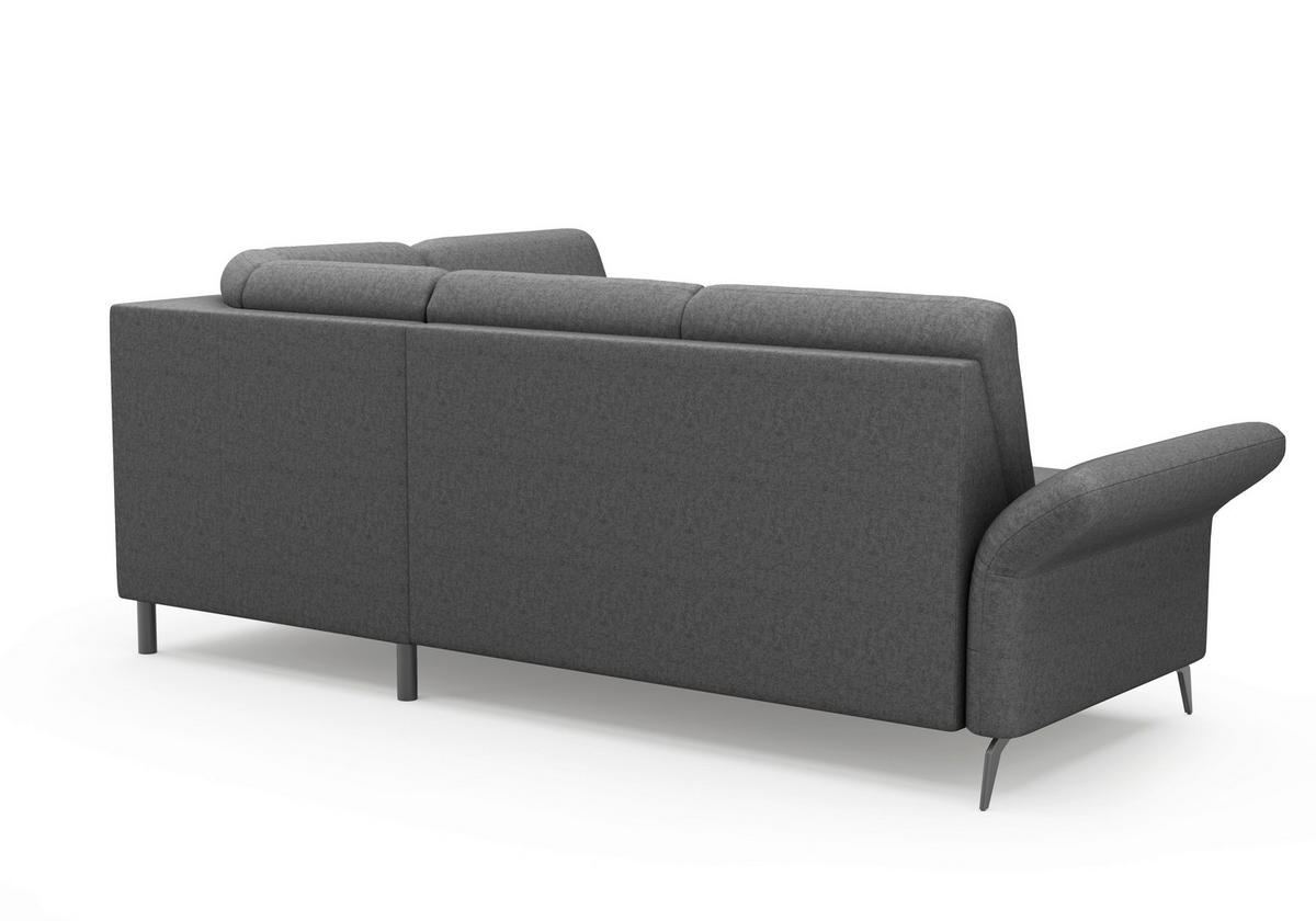 ECKSOFA ROCHELLE E Dunkelgrau Flachgewebe  - Dunkelgrau/Schwarz, KONVENTIONELL, Textil/Metall (240/216cm) - Sit & More