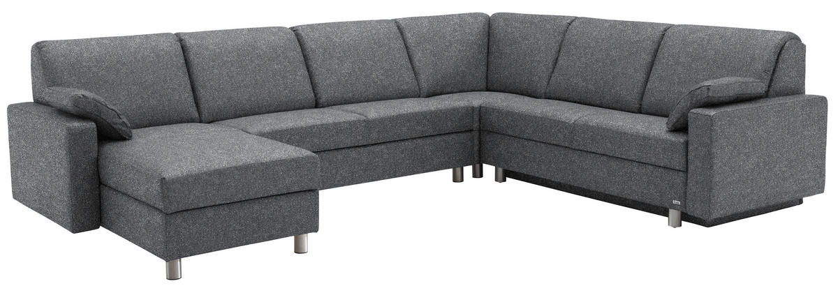 WOHNLANDSCHAFT  in Mikrovelours Grau  - Anthrazit/Alufarben, KONVENTIONELL, Textil (158/323/237cm) - Sedda