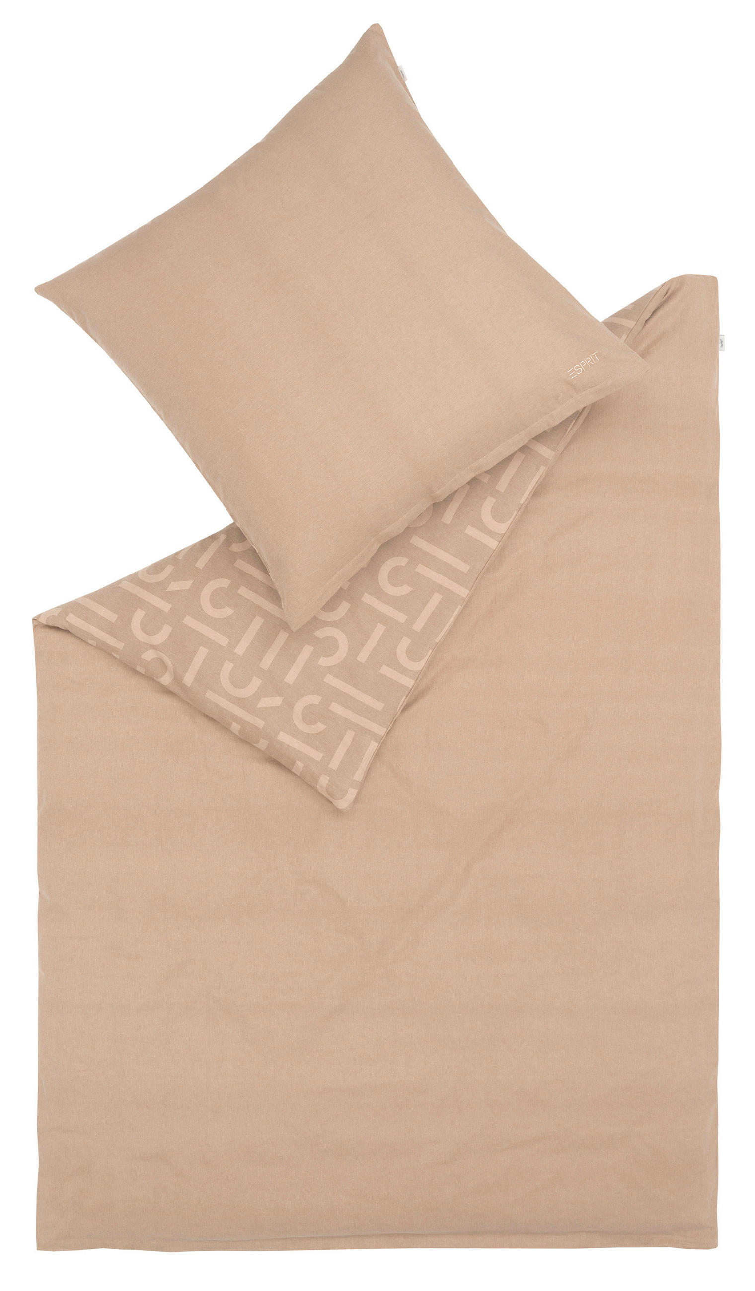 WENDEBETTWÄSCHE E-Scatter Big Flanell  - Taupe/Schlammfarben, Basics, Textil (155/220cm) - Esprit